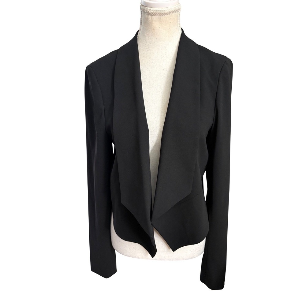 ALICE + OLIVIA Black Cropped Drape Blazer Size Medium
